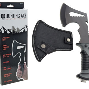 10" Stainless Steel Blade Hunting Axe with TPR Grip Handle & Sheath featuring Belt Loop, Hex Wrench, Gut Hook & 5/8" HammerFoam Kneeling Pad (15" x 12" x 3/4") Blue/Green