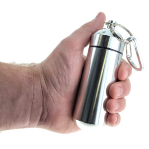 Waterproof Silver Jumbo Aluminum Container with Carabiner