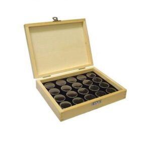 Wooden display box with gem jars